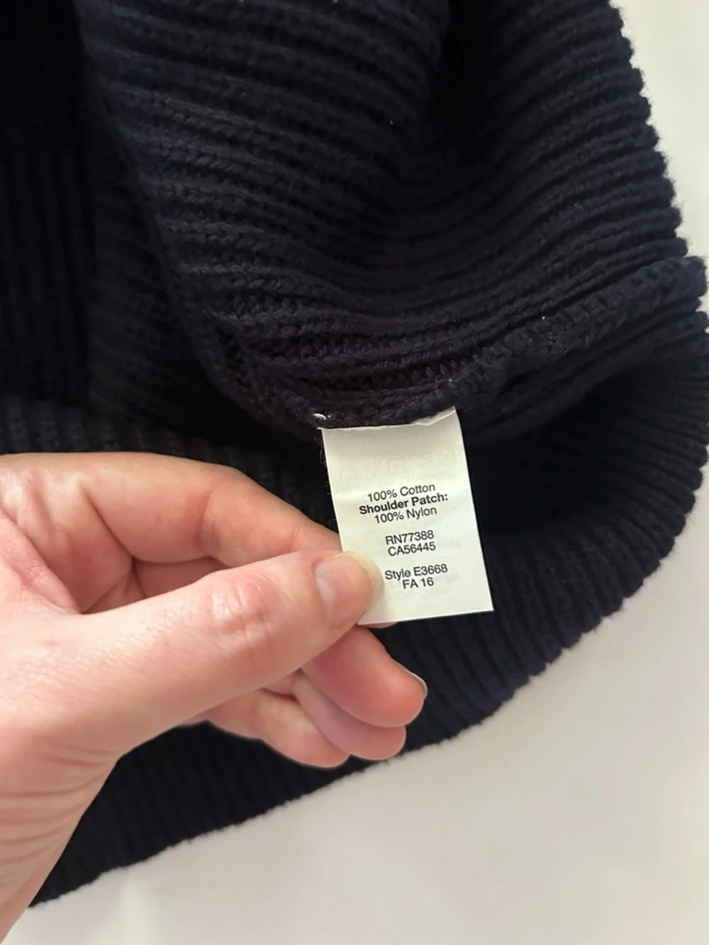 J. Crew Navy Crewneck Sweater with Tan Shoulder Patches - Men XL